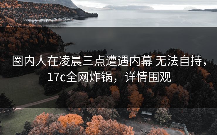 圈内人在凌晨三点遭遇内幕 无法自持，17c全网炸锅，详情围观