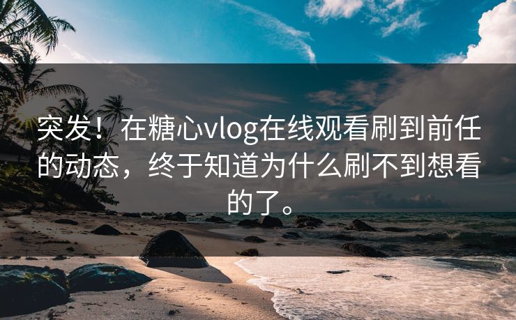 突发！在糖心vlog在线观看刷到前任的动态，终于知道为什么刷不到想看的了。