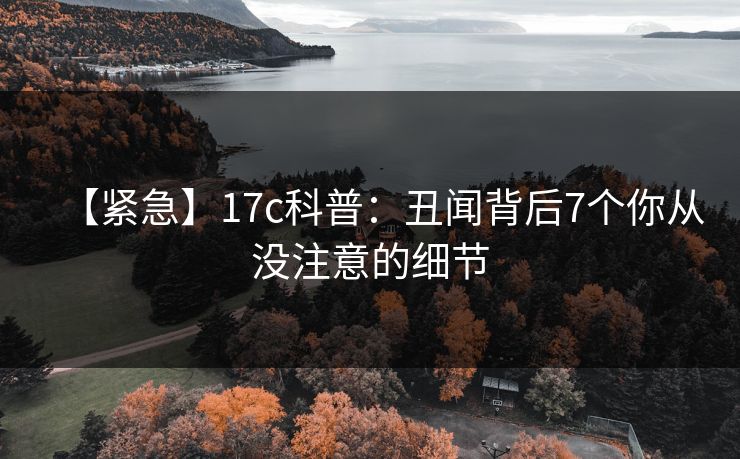 【紧急】17c科普：丑闻背后7个你从没注意的细节